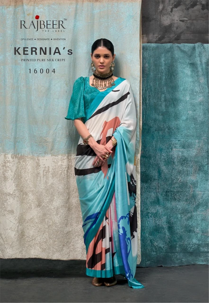 Rajbeer Kernia’S Pure Crape Wholesale Fancy Sarees Catalog — Wholesale Sarees, MPA wholesale from Surat — view 10
